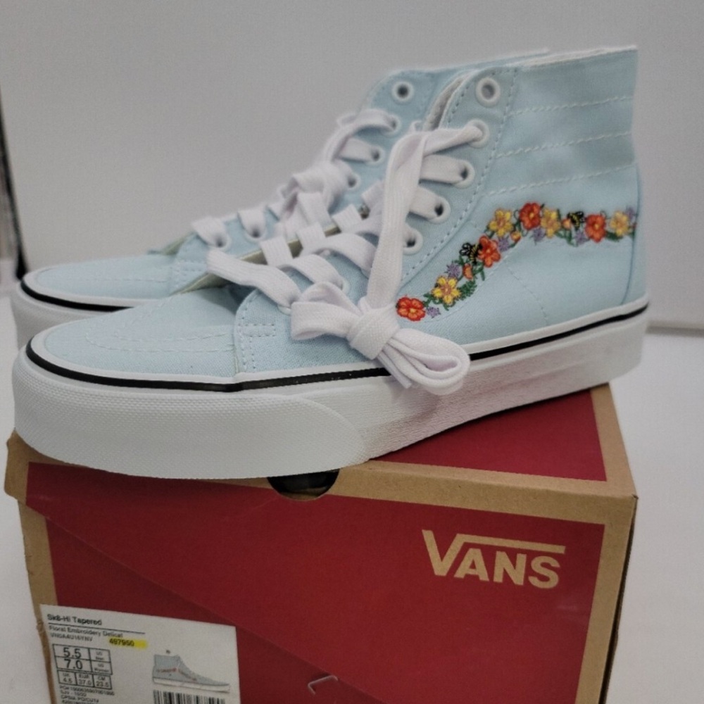 Vans Sk8 Women's Light Blue Floral High-Tops